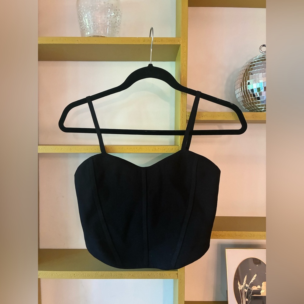 Babaton Black Spaghetti-Strap Bustier Camisole